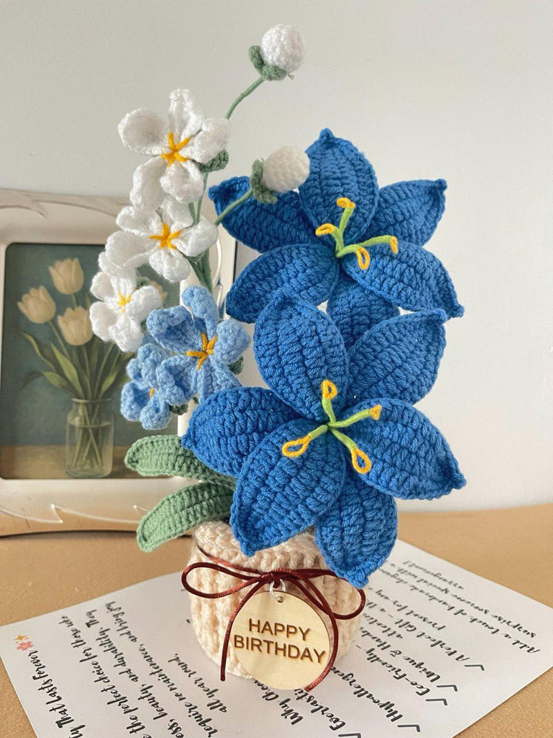 Personalized Crochet Lily, Anniversary Gift, Forever Flowers Gift for Mom, Birthday birthday flower