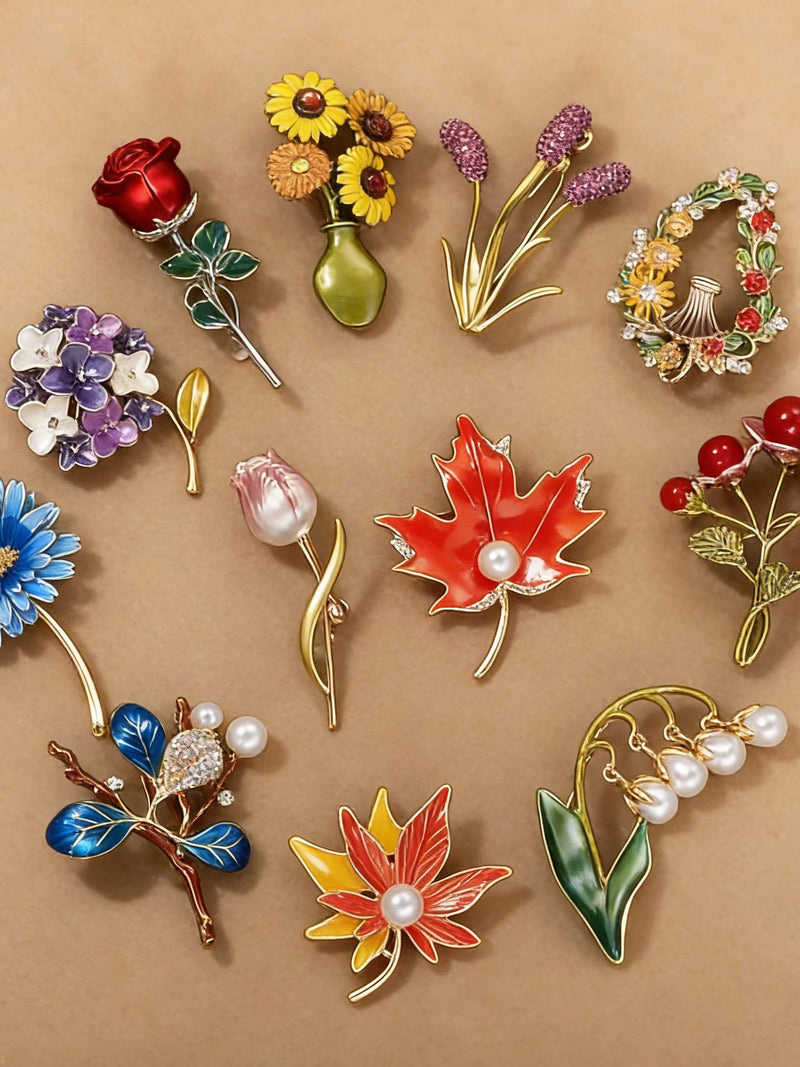 Personalized birthday flower brooch, vintage enamel flower brooch, flower brooch, vintage brooch, wedding brooch, a birthday gift for her. birthday flower