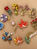 Personalized birthday flower brooch, vintage enamel flower brooch, flower brooch, vintage brooch, wedding brooch, a birthday gift for her. birthday flower
