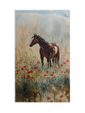 Dark Brown Horse Hand Towel Red Flowers Soft Kitchen Towel Bathroom Decor Gift Idea Home Decors House Warming Present house warming flower