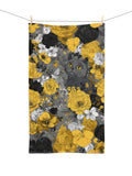 Grey Cat Hand Towel Yellow Flowers Soft Kitchen Towel Bathroom Decor Gift Idea Home Decors House Warming Present house warming flower