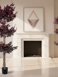 Purple Artificial Ficus Tree Set of 2 | 5FT 6FT Faux Tree with Pot | Indoor Plant Decor | Tall Fake Tree Home Office Living Room faux plants