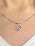 Real Pressed Forget Me Not Resin Necklace, Gold/Silver Stainless Steel Chain sympathy flower