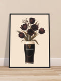 Guinness & Tulip Art Print, Moody Floral Art, Trendy Kitchen, Alcohol Print, Whimsical Kitchen Wall Decor, House Warming Gift A1/A2/A3/A4/A5 house warming flower
