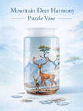 Mountain Deer Harmony 3D Puzzle Vase, DIY Floral Jigsaw Flower Vase, Modern House Warming Decor, Assembly Art Vase, Fun Craft Gift for Kids house warming flower