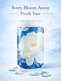 Ivory Bloom Azure 3D Puzzle Vase, DIY Floral Jigsaw Flower Vase, Modern House Warming Decor, 3D Assembly Art Vase, Fun Craft Gift for Kids house warming flower