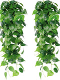 Fake Hanging Plants, 2pcs Aesthetic Artificial Ivy Leaves Hanging Plants Faux Pothos Vines Greenery for Wall Home Garden Wedding Party faux plants