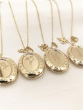 2 3 4 Initial Necklace, Birth Flower Locket, Family Letter Keepsake, 18K Gold Plated ANNIVERSARY