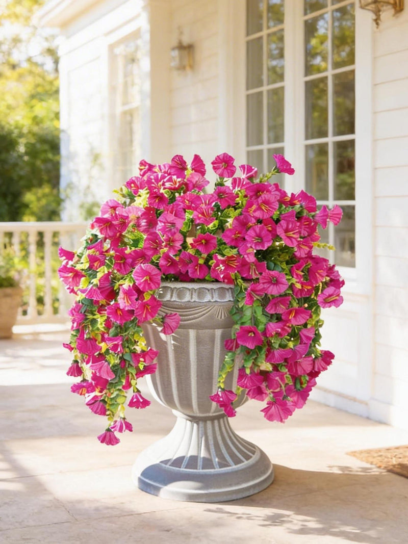 2pcs Artificial Hanging Flowers Ð Outdoor Faux Petunia Vines for Porch, Balcony, Garden or Home Decor faux plants