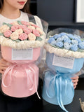 Hand-Crocheted Rose Bouquet, Pastel Yarn Flowers, Eternal Keepsake Home Decor Bouquet