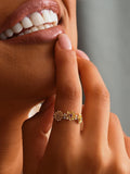 Gold Filled Combined Birth Flower Ring, Personalized Dainty Floral Band, Family Gift, XW212 birthday flower