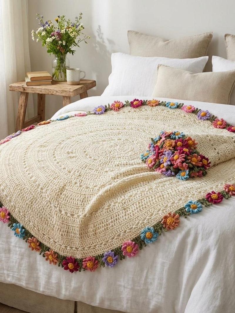 Crochet Flower Bouquet Blanket, Plush Bouquet Charm, Knitted Bouquet Lapghan, Crochet Flower Pattern, Home Decor Forever Flowers Gift ANNIVERSARY