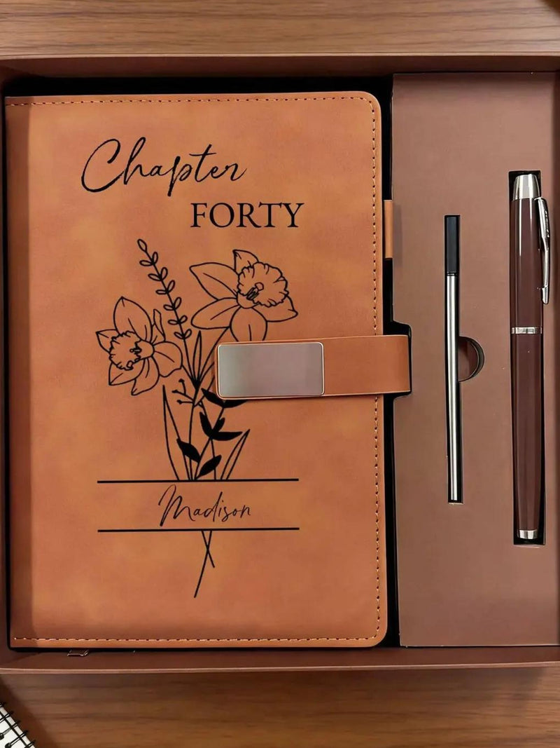 Chapter 40 Name Journal, 40th Birthday Gift for Her or Him, Birth Month Flower Notebook, Personalized 40 Years Old Birthday for Daughter birthday flower