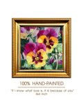 Purple flowers oil painting original art 4x4, Pansy Small art framed, Floral oil painting artwork, Romance gift for women READY to SHIP Love Romance Flower