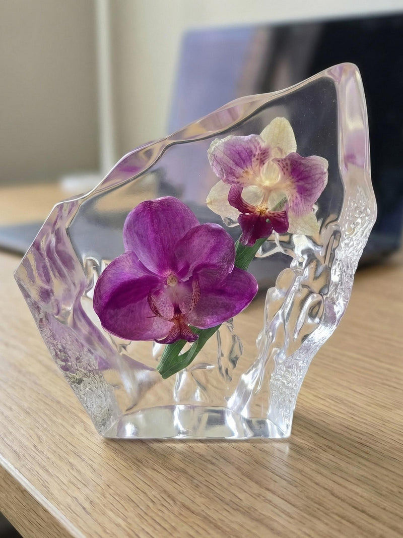 Mother's Day Gift for Mom Orchid Resin Decor, Real Preserved Orchid Flower Sculpture, Botanical Resin Art, Floral Desk Decor, Mom Gift FLOWER DELIVERY