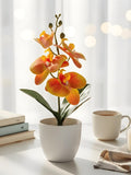 Artificial Butterfly Orchid Bonsai - Realistic Faux Phalaenopsis Silk Plant in Modern Pot for Home Office Desk Decor, No Maintenance Gift faux plants