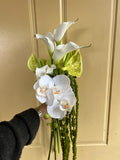 Small Medium Calla Lily Anthurium Amaranthus Silk Flower Bridal Bouquet, Minimalist Calla Lily Bouquet, White Green Refreshing Wedding Flora Bouquet