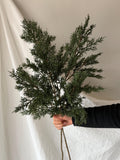 Natural Touch Faux Winter Cedar Branch, Fake Plants For Office/Wedding/Home Decoration, Faux Hinoki Cypress, Faux Pine Branches faux plants
