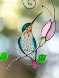 Hummingbird stained glass window hangings Grandma gift Custom stained glass flower suncatcher Mothers day gifts Cardinal ornament birthday flower