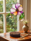 April Birth Flower Sweet Pea Stained Glass, Custom Engraved Mother's Day Gift, Personalized Birthday Keepsake, Floral Housewarming Decor ANNIVERSARY