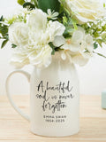 Personalized Sympathy Vase, Memorial Flower Vase, Custom Name Remembrance Jug, Bereavement Gift, Funeral Flower Vase sympathy flower