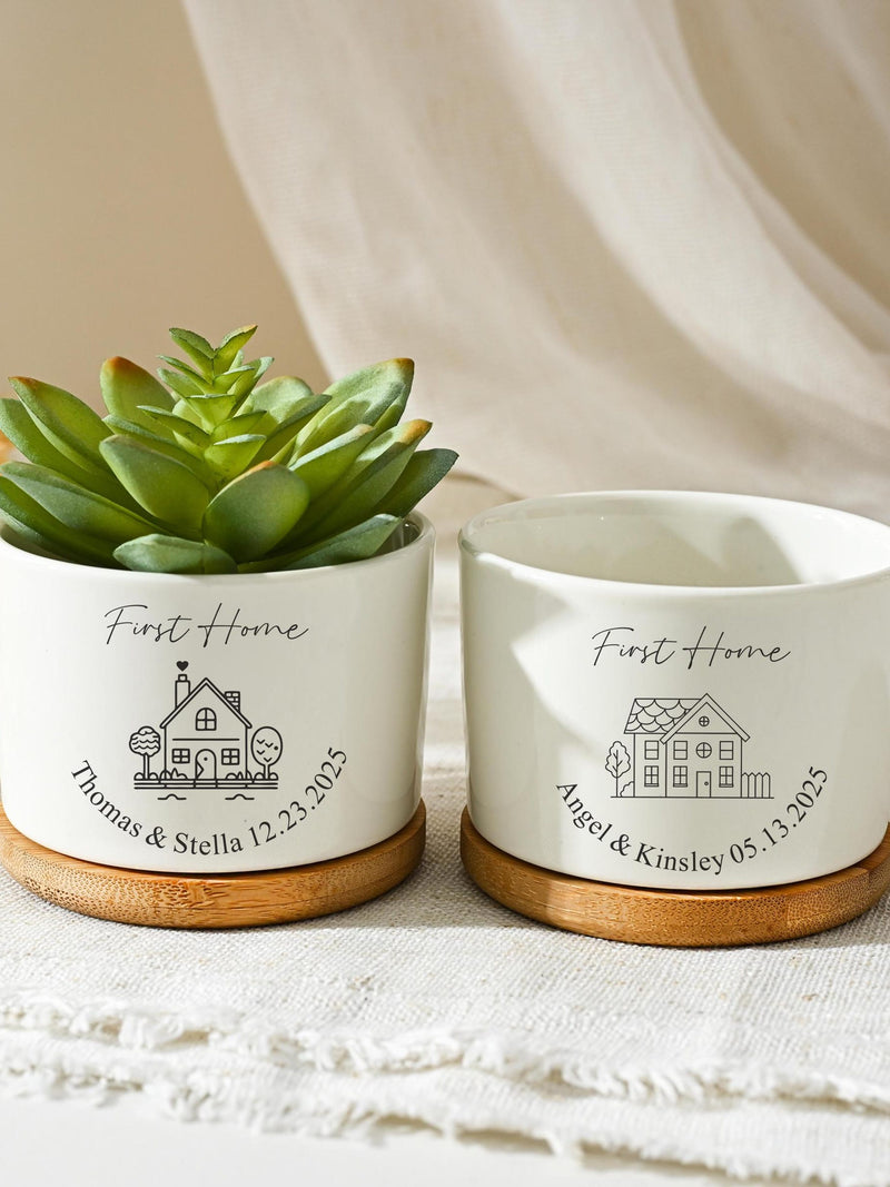 Personalized First Home Planter, Custom New Home Plant Pot, Housewarming Gift for Couple, New Home Gift, Realtor Closing Gift, closing gift house warming flower
