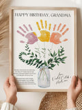 Personalized Grandma Handprint Flower Gift, Nana Hand Print Poem, Custom Name Flower Bouquet, Gigi Gift from Grandkids, Birthday Art Craft birthday flower