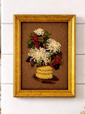 Vintage Crewel Embroidery Floral Wall Art Ð Framed Needlepoint Flowers house warming flower