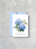 Blue Hydrangea Thinking of You Card, A2 Size Floral Sympathy Greeting Card, Blank Inside Card With Envelope sympathy flower