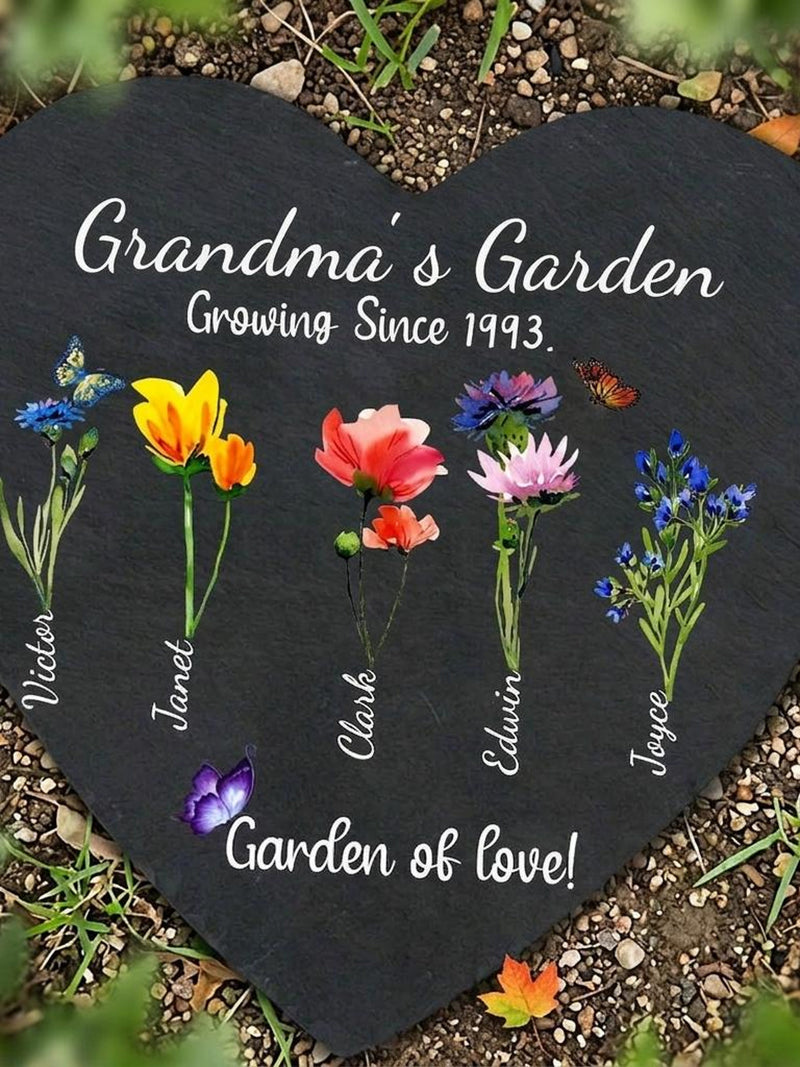 Birth Flower Garden Stone Plaque, Personalized Garden Decor, Memorial Gift for Mom, Sympathy Gift, Birth Month Flower Gifts sympathy flower