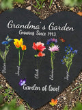 Birth Flower Garden Stone Plaque, Personalized Garden Decor, Memorial Gift for Mom, Sympathy Gift, Birth Month Flower Gifts sympathy flower