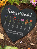 Birth Flower Garden Stone Plaque, Personalized Floral Decor, Garden of Love, Birthday Gifts, Sympathy Gift, Gift from Daughter sympathy flower