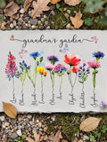 Birth Flower Garden Stone Plaque, Personalized Floral Memorial, Garden Decor, Sympathy Gift for Mom, Birth Month Gift, Thoughtful Gift sympathy flower