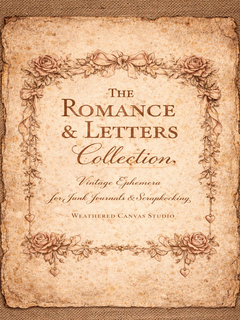 Vintage Romance Ephemera Printable Kit | Love Letters Wax Seals Pressed Flowers Junk Journal | Victorian Correspondence | Digital Download Love Romance Flower