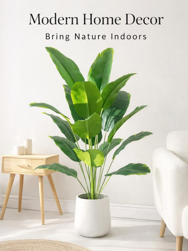 Artificial Banana Leaf Plant, Large Tropical Palm Tree Decor, Real Touch Fake Monstera Plant, Indoor Home Living Room Decor, Modern Greenery faux plants