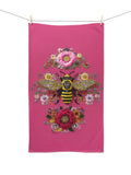 Bee Pink Hand Towel Flowers Soft Kitchen Towel Bathroom Decor Gift Idea Home Decors House Warming Present house warming flower