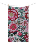 Floral Bee Hand Towel White Pink Soft Kitchen Towel Bathroom Decor Gift Idea Home Decors House Warming Present house warming flower