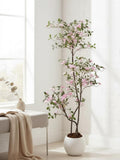 6ft Faux Pink Blossom Tree | Artificial Flowering Plant | Realistic Indoor Botanical Decor | Modern Home Accent | Maintenance Free faux plants