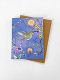 Hummingbird Blue Birthday Card Bird lover Greeting card bird watching happy birthday flower garden card birthday gardener card gift for her birthday flower
