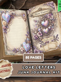 Love Letters Junk Journal Kit Printable, Romantic Vintage Ephemera Pack, Shabby Chic Journal Pages, Floral Heart Papers Digital Download Love Romance Flower