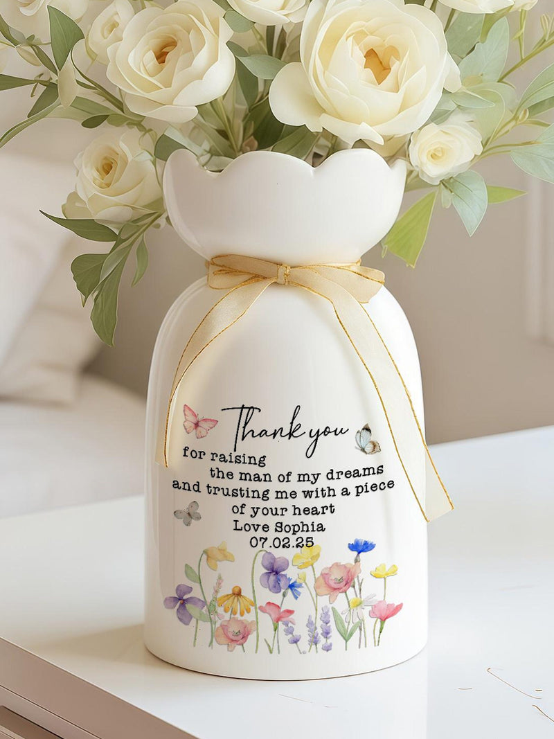Personalised Mother of the Groom Flower Vase, Custom Flower Vase for Mother of the Groom,Wedding Gifts,Mom of the Groom Gift,Gift from Bride ANNIVERSARY
