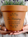 Loss of Auntie Personalised Memorial Floral Plant Pot Ð In Loving Memory - Bereavement Sympathy Remebrance Gift - Outdoor & Indoor Planter sympathy flower