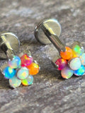 Rainbow Opal Flower Tragus Helix Philtrum Conch Stud Hypoallergenic Titanium Piercing (16g) FLOWER DELIVERY