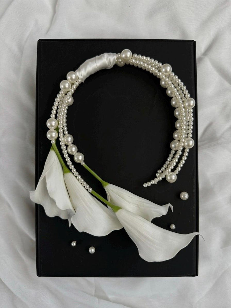 Calla Lily Pearl Bridal Bouquet, Elegant Wedding Flower Arrangement Keepsake wedding flower