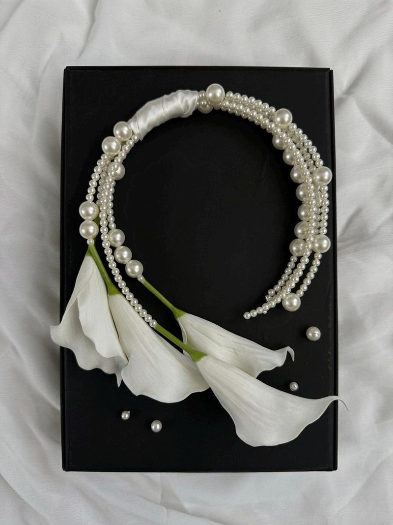 Calla Lily Pearl Bridal Bouquet, Elegant Wedding Flower Arrangement Keepsake Bouquet