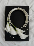 Calla Lily Pearl Bridal Bouquet, Elegant Wedding Flower Arrangement Keepsake Bouquet