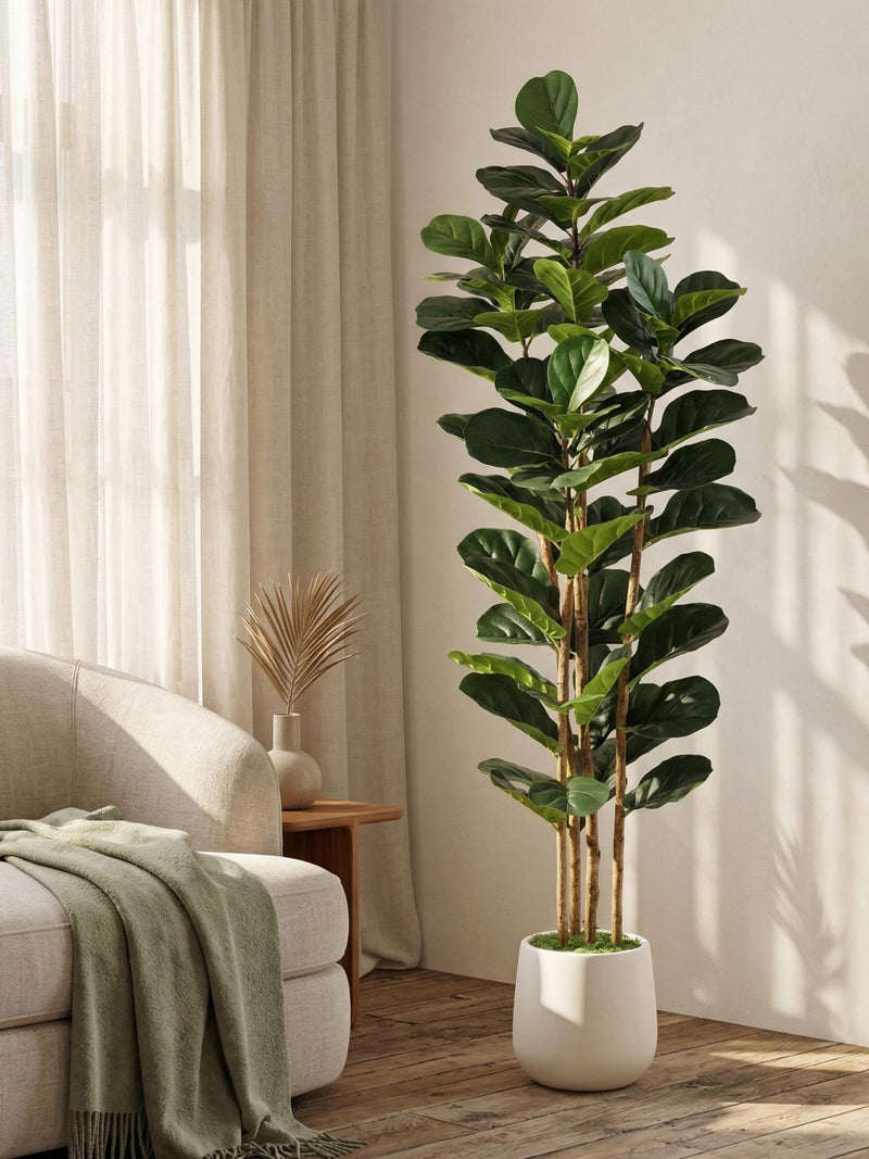 Artificial Fiddle Leaf Fig Tree, Realistic Faux Plant, Indoor Outdoor Home Decor faux plants