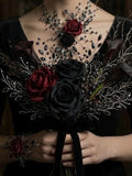 Gothic Bridal Bouquet Black Maroon Dark Roses Calla Lily Bouquet