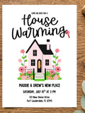 Housewarming Invitation, New House Party, Pink Floral Minimalist Canva Template, Welcome Home, New Home house warming flower