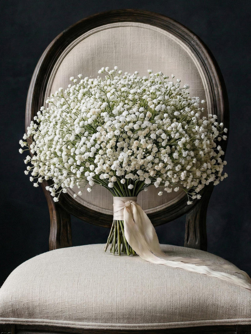 White Baby's Breath Bridal Bouquet, Artificial Bride's Wedding Flowers, Bridesmaid Bouquet wedding flower
